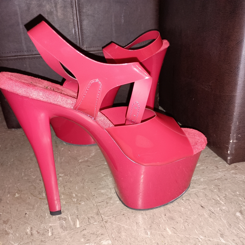 Pleaser Red Sandals with Glossy Finish